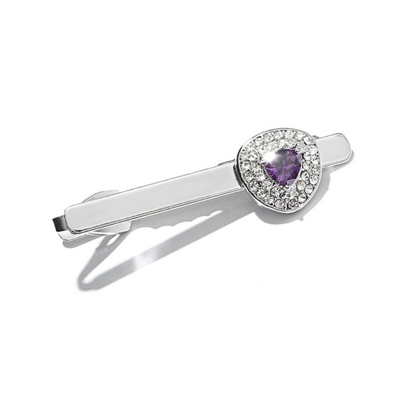 (5/$25‎ SALE ✅) Mens Purple Gemstone French Formal Tie Clip NWT - Picture 1 of 6